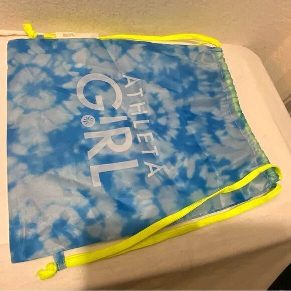 Athleta Girl Draw String Bag gym bag sky blue with clouds  shoestring draw - Picture 2 of 5